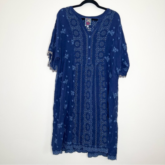 Johnny Was Riza Blue Eyelet Dress - Picture 2 of 8